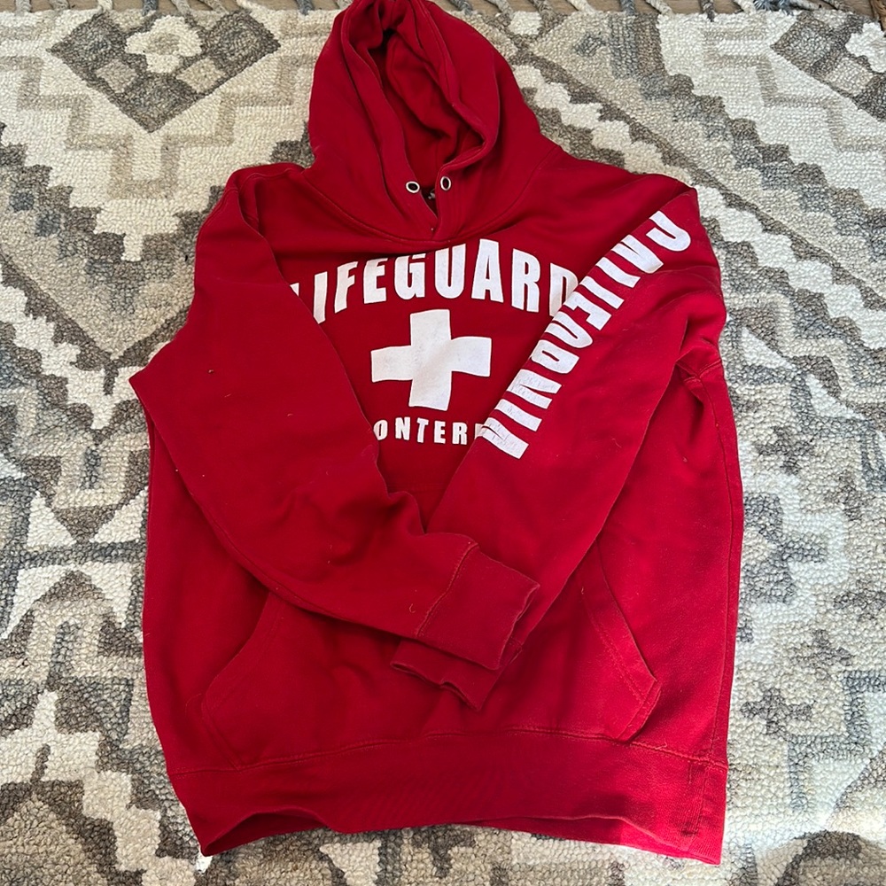 Lifeguard hoodie, red, fits true to size